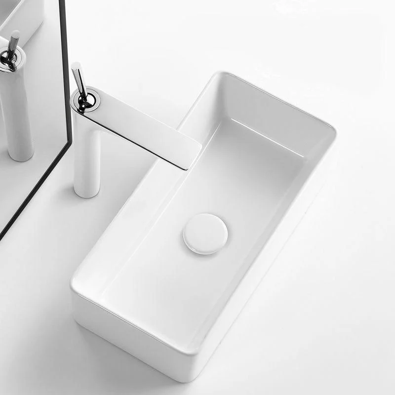 Modern Vessel Bathroom Sink Square Porcelain with Pop-Up Drain Wash Stand -Bathlova