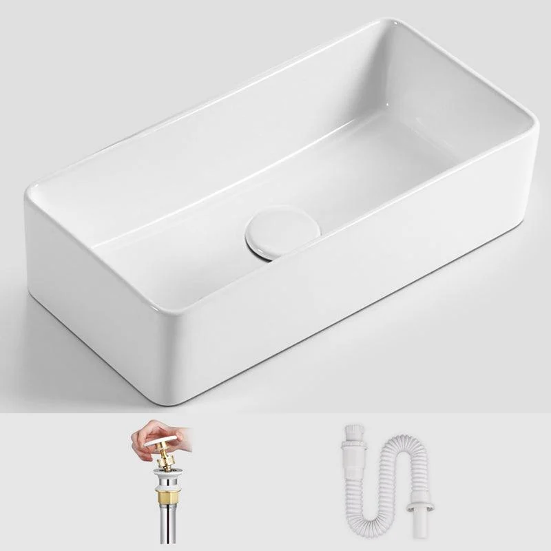 Modern Vessel Bathroom Sink Square Porcelain with Pop-Up Drain Wash Stand -Bathlova