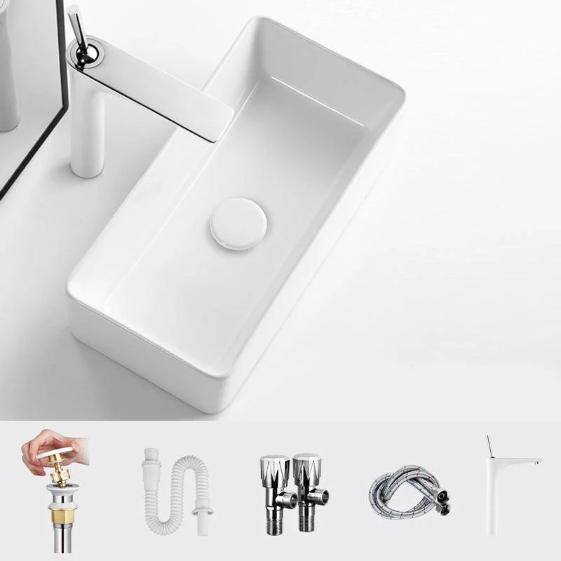 Modern Vessel Bathroom Sink Square Porcelain with Pop-Up Drain Wash Stand -Bathlova