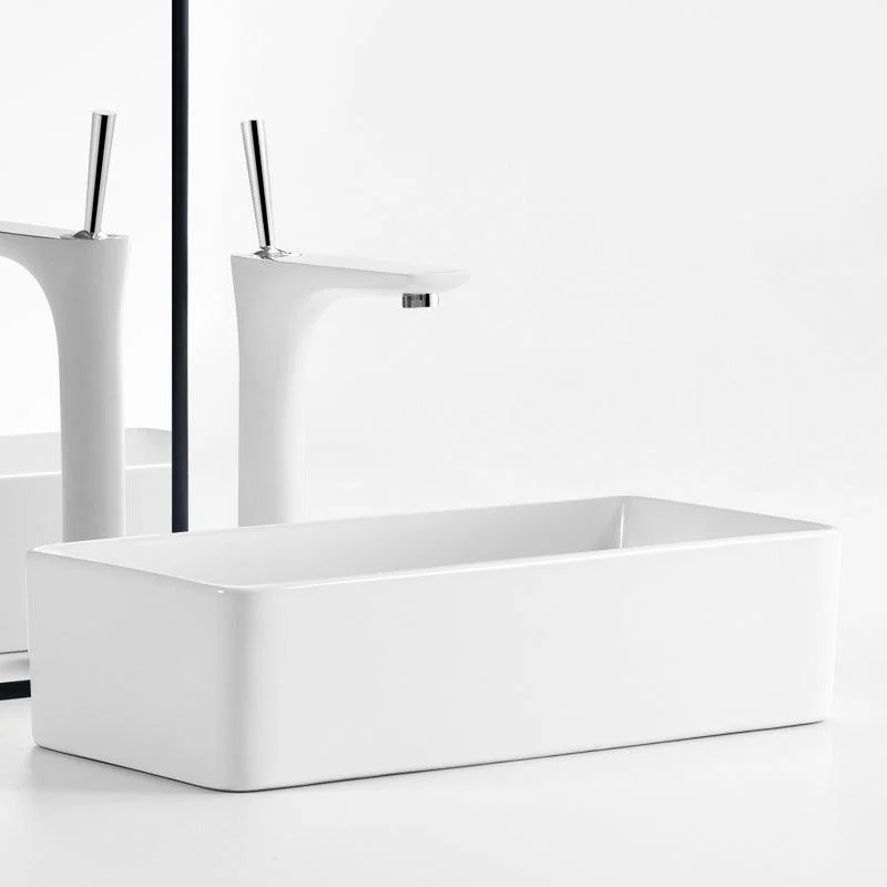 Modern Vessel Bathroom Sink Square Porcelain with Pop-Up Drain Wash Stand -Bathlova