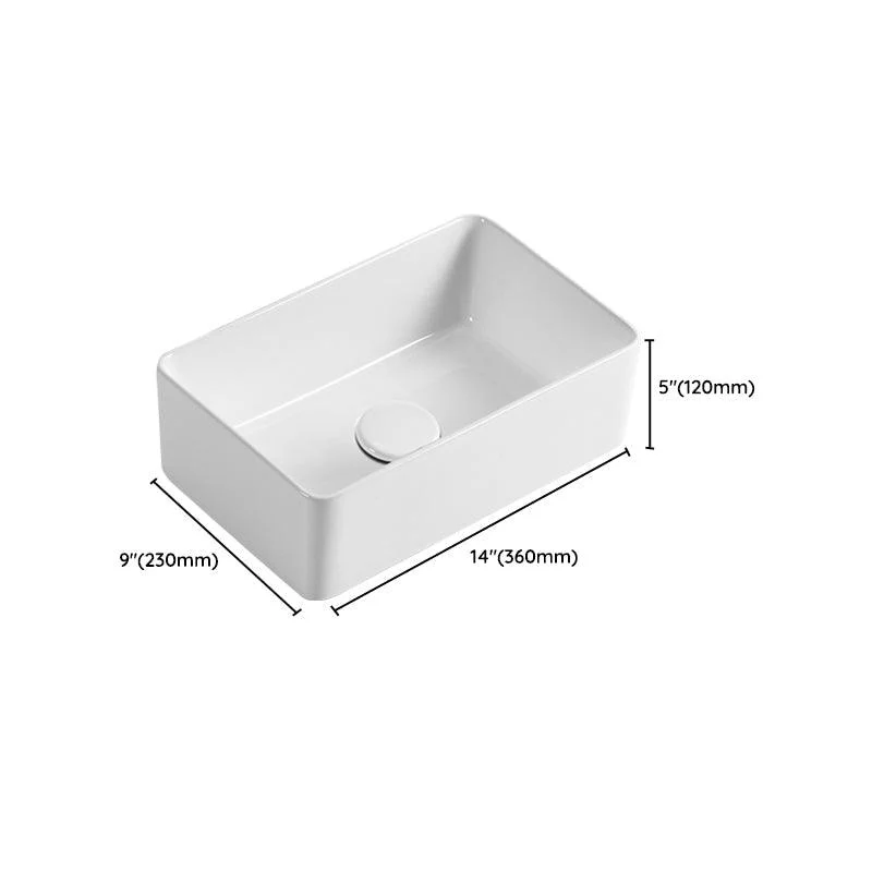 Modern Vessel Bathroom Sink Square Porcelain with Pop-Up Drain Wash Stand -Bathlova