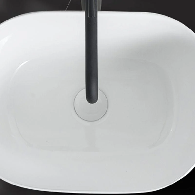 Modern Vessel Lavatory Sink Oval Porcelain with Pop-Up Drain Vessel Sink -Bathlova