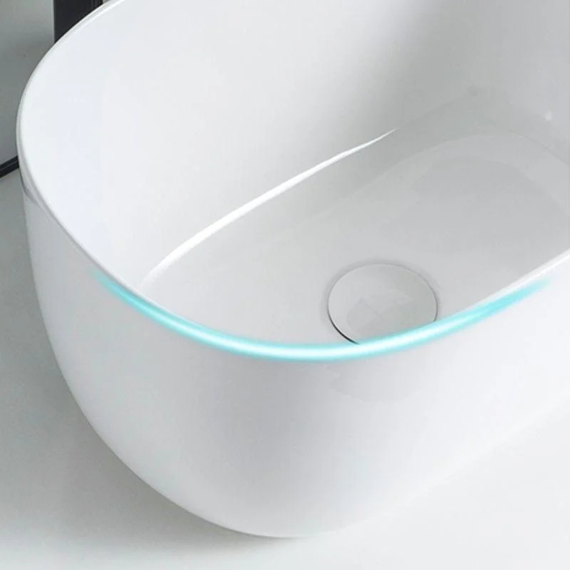 Modern Vessel Lavatory Sink Oval Porcelain with Pop-Up Drain Vessel Sink -Bathlova