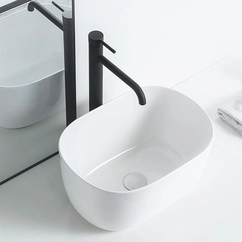 Modern Vessel Lavatory Sink Oval Porcelain with Pop-Up Drain Vessel Sink -Bathlova