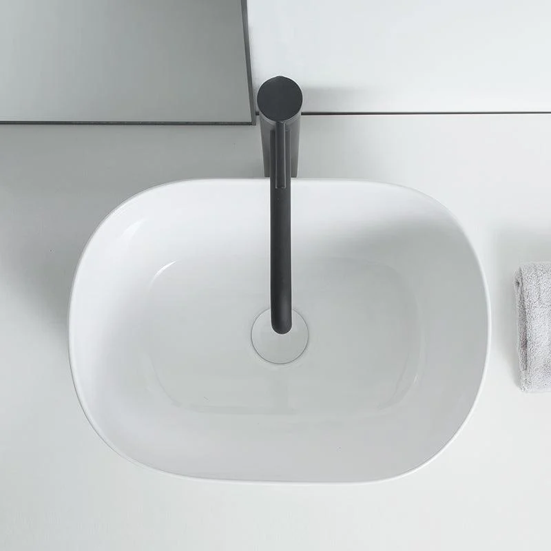 Modern Vessel Lavatory Sink Oval Porcelain with Pop-Up Drain Vessel Sink -Bathlova