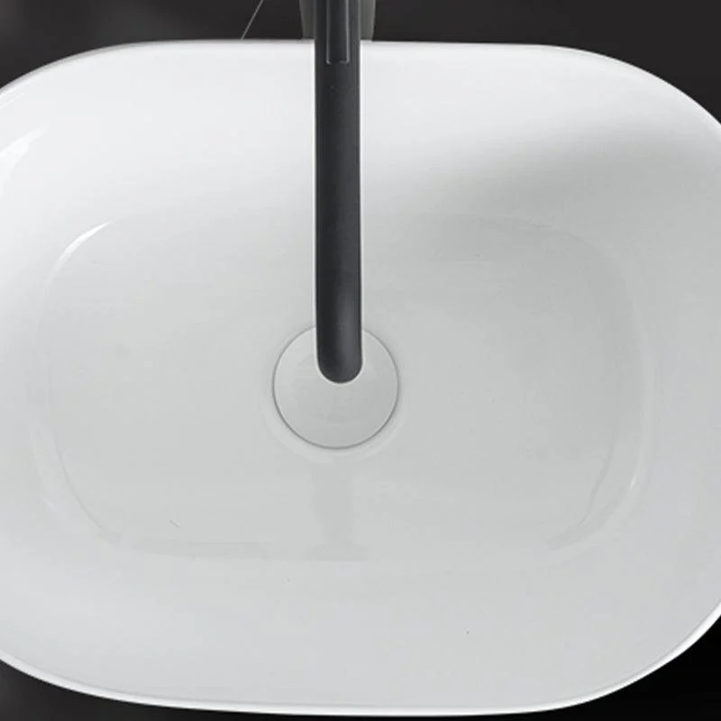 Modern Vessel Lavatory Sink Oval Porcelain with Pop-Up Drain Vessel Sink -Bathlova