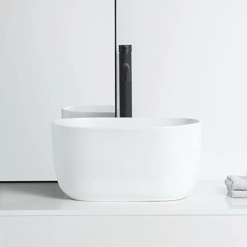 Modern Vessel Lavatory Sink Oval Porcelain with Pop-Up Drain Vessel Sink -Bathlova