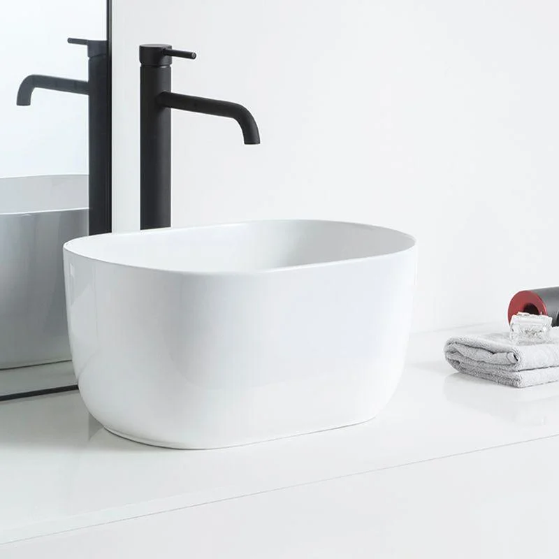 Modern Vessel Lavatory Sink Oval Porcelain with Pop-Up Drain Vessel Sink -Bathlova