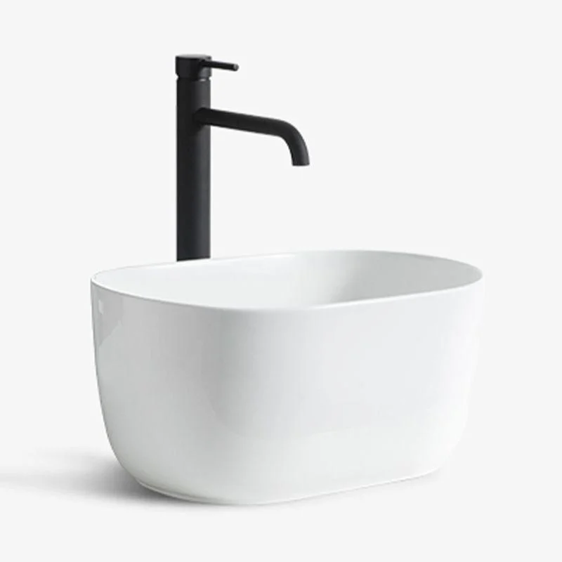 Modern Vessel Lavatory Sink Oval Porcelain with Pop-Up Drain Vessel Sink -Bathlova