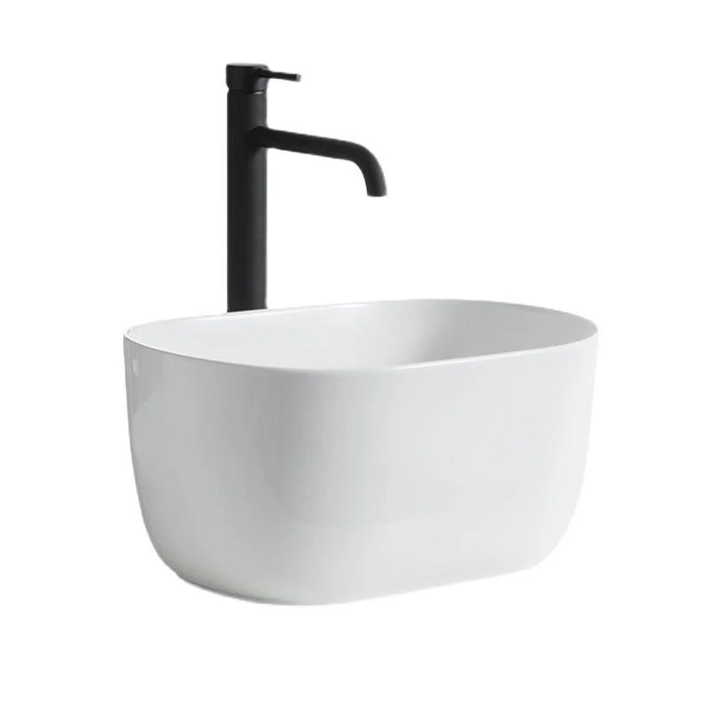 Modern Vessel Lavatory Sink Oval Porcelain with Pop-Up Drain Vessel Sink -Bathlova