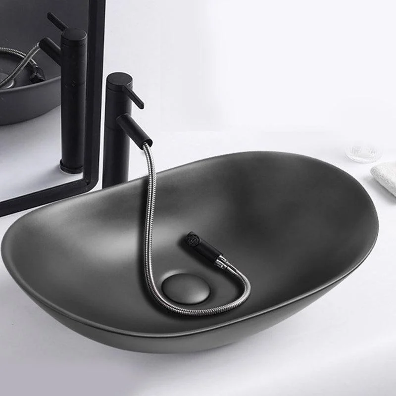 Modern Vessel Lavatory Sink Oval Porcelain with Tap Vessel Sink -Bathlova