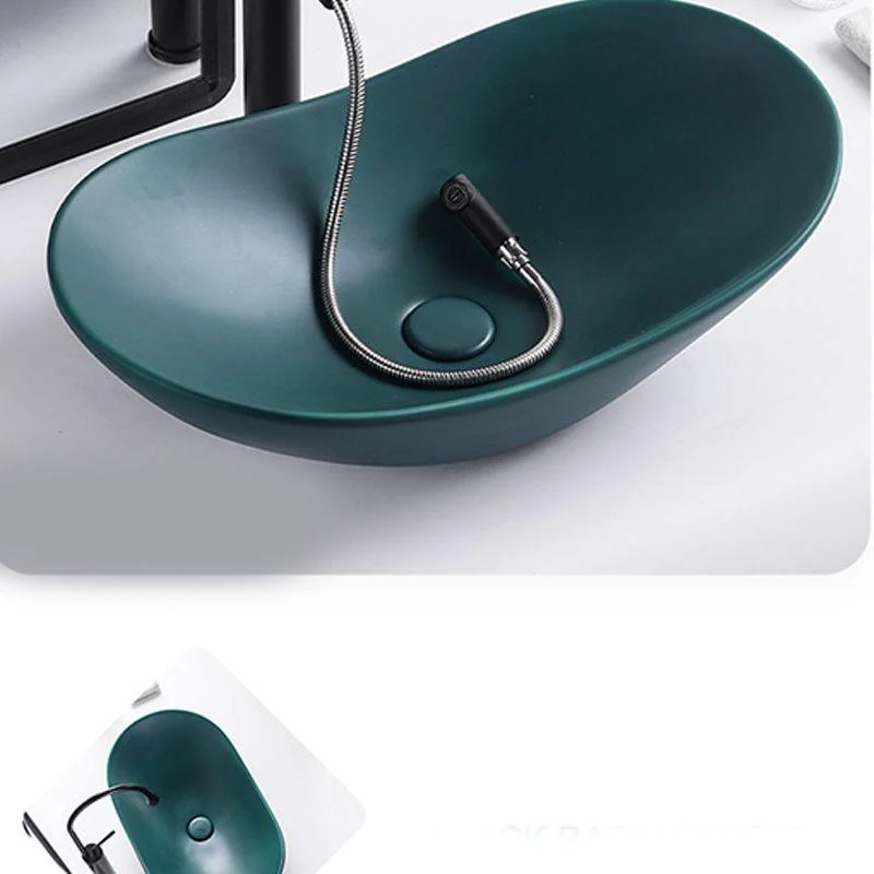 Modern Vessel Lavatory Sink Oval Porcelain with Tap Vessel Sink -Bathlova