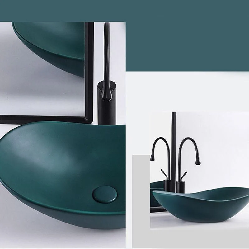 Modern Vessel Lavatory Sink Oval Porcelain with Tap Vessel Sink -Bathlova