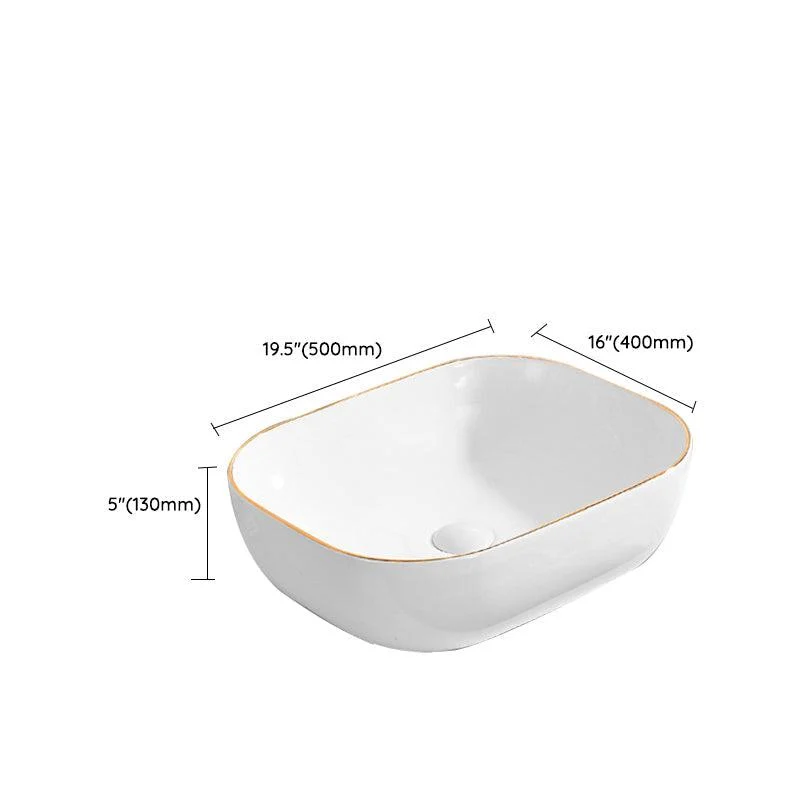 Modern Vessel Lavatory Sink Porcelain Oval Shut-Off Valve Included Vessel -Bathlova