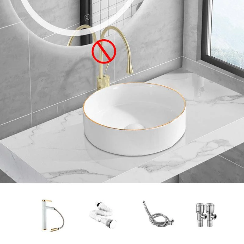 Modern Vessel Lavatory Sink Porcelain Oval Shut-Off Valve Included Vessel -Bathlova