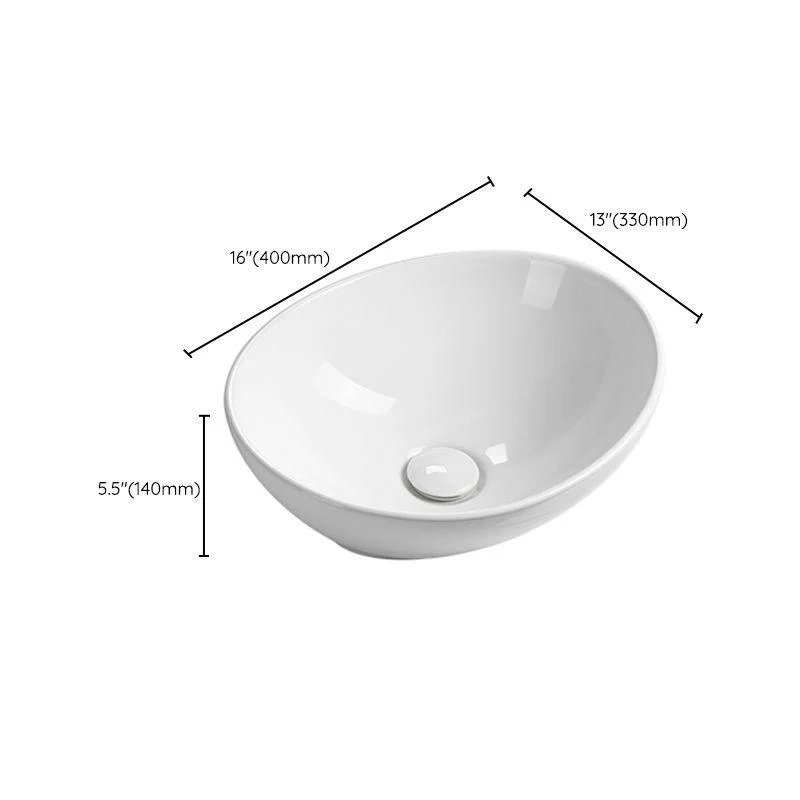 Modern Vessel Lavatory Sink Porcelain Oval with Tap and Drain Assembly Vessel Sink -Bathlova