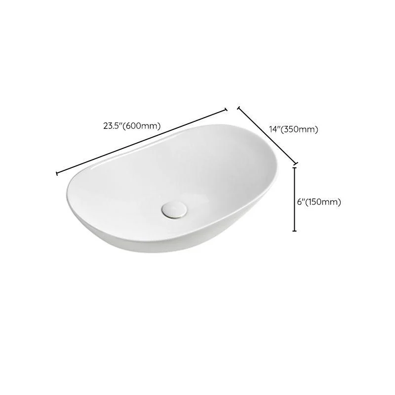 Modern Vessel Lavatory Sink Porcelain Oval with Tap and Drain Assembly Vessel Sink -Bathlova