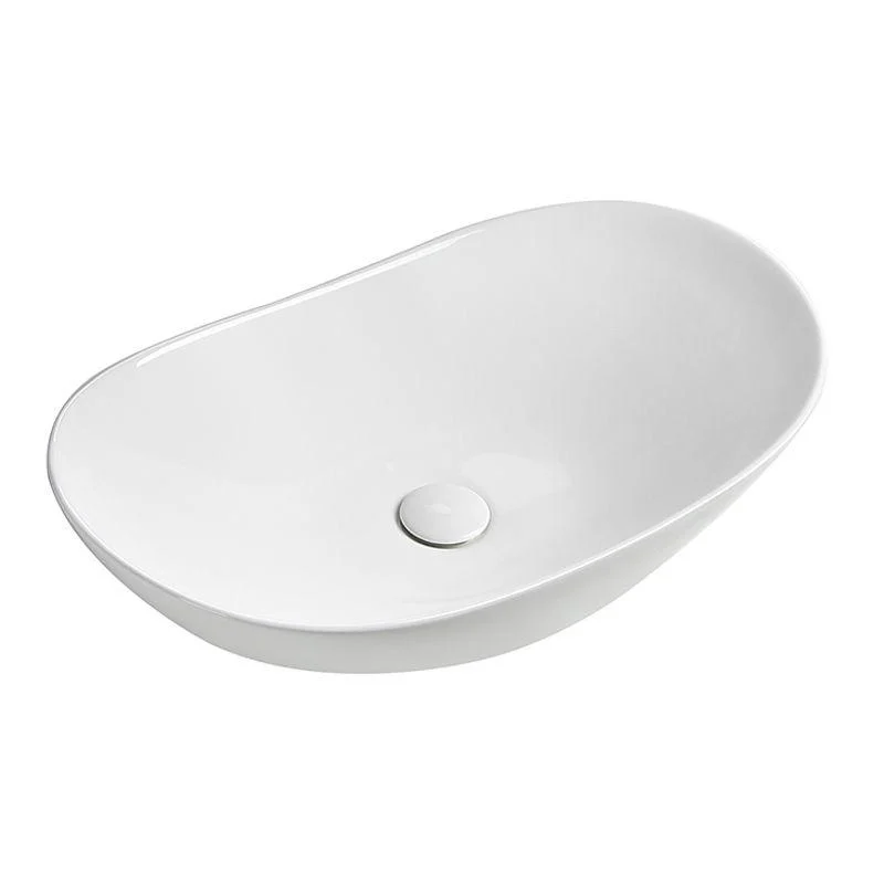 Modern Vessel Lavatory Sink Porcelain Oval with Tap and Drain Assembly Vessel Sink -Bathlova