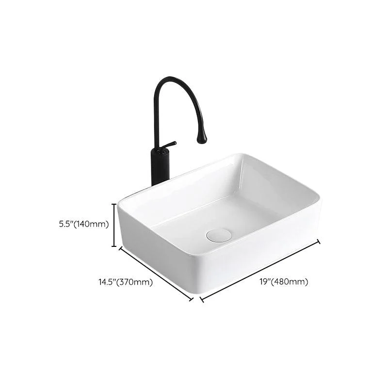 Modern Vessel Lavatory Sink Porcelain Rectangular Vessel Sink(Not Including Tap) -Bathlova