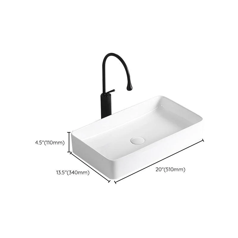 Modern Vessel Lavatory Sink Porcelain Rectangular Vessel Sink(Not Including Tap) -Bathlova