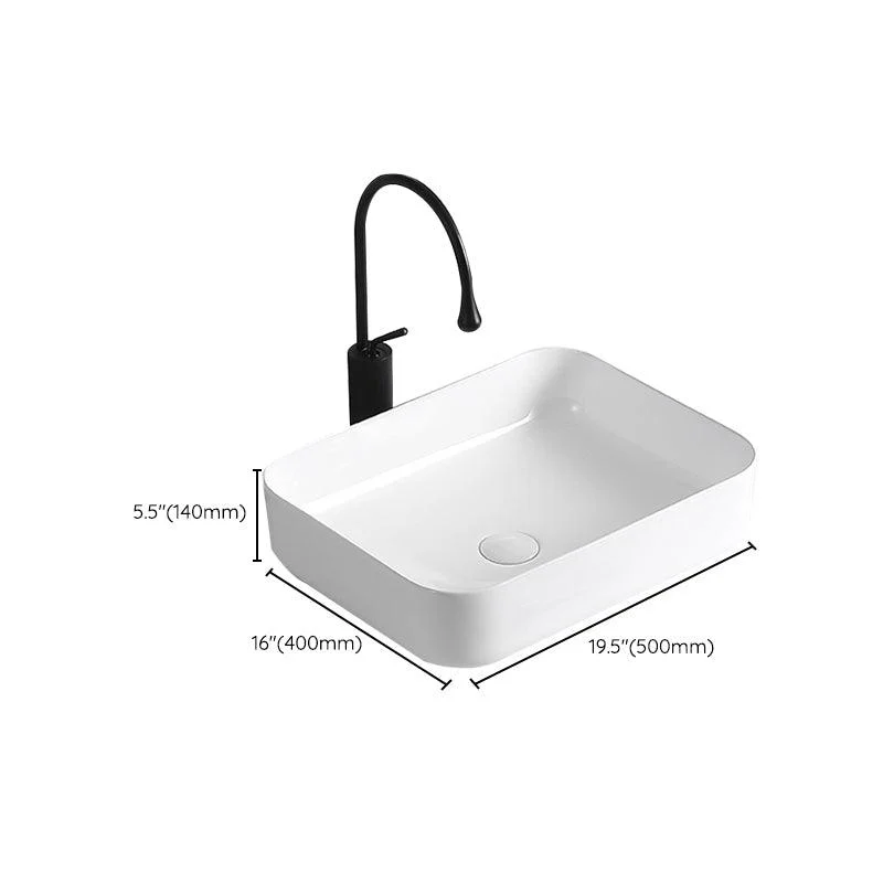 Modern Vessel Lavatory Sink Porcelain Rectangular Vessel Sink(Not Including Tap) -Bathlova