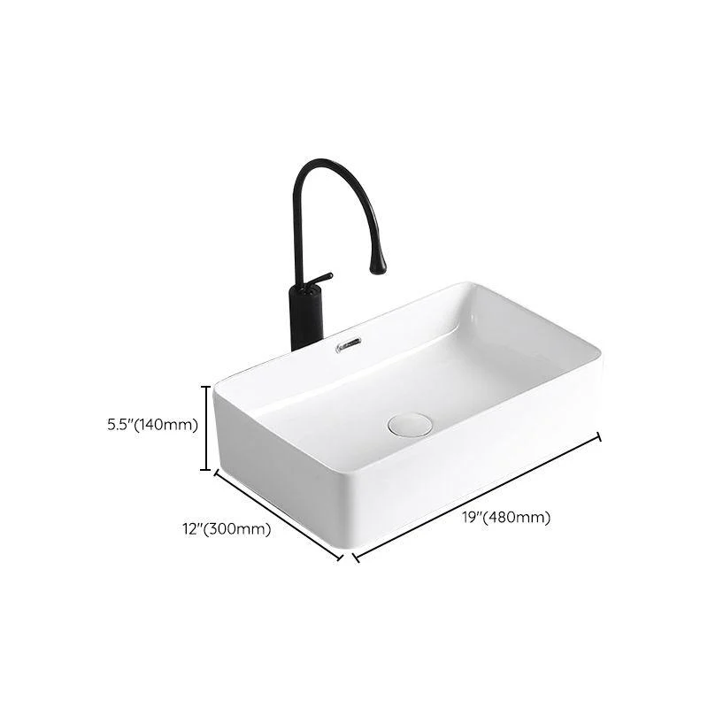 Modern Vessel Lavatory Sink Porcelain Rectangular Vessel Sink(Not Including Tap) -Bathlova