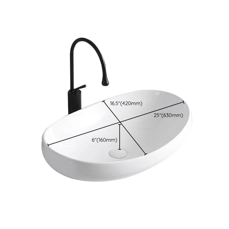 Modern Vessel Lavatory Sink Porcelain Rectangular Vessel Sink(Not Including Tap) -Bathlova