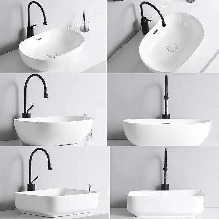 Modern Vessel Lavatory Sink Porcelain Rectangular Vessel Sink(Not Including Tap) -Bathlova