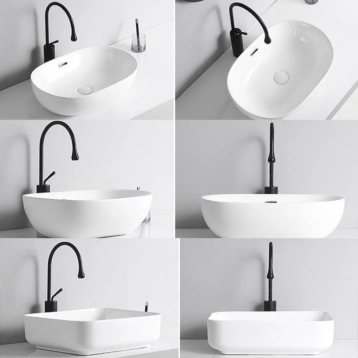 Modern Vessel Lavatory Sink Porcelain Rectangular Vessel Sink(Not Including Tap) -Bathlova