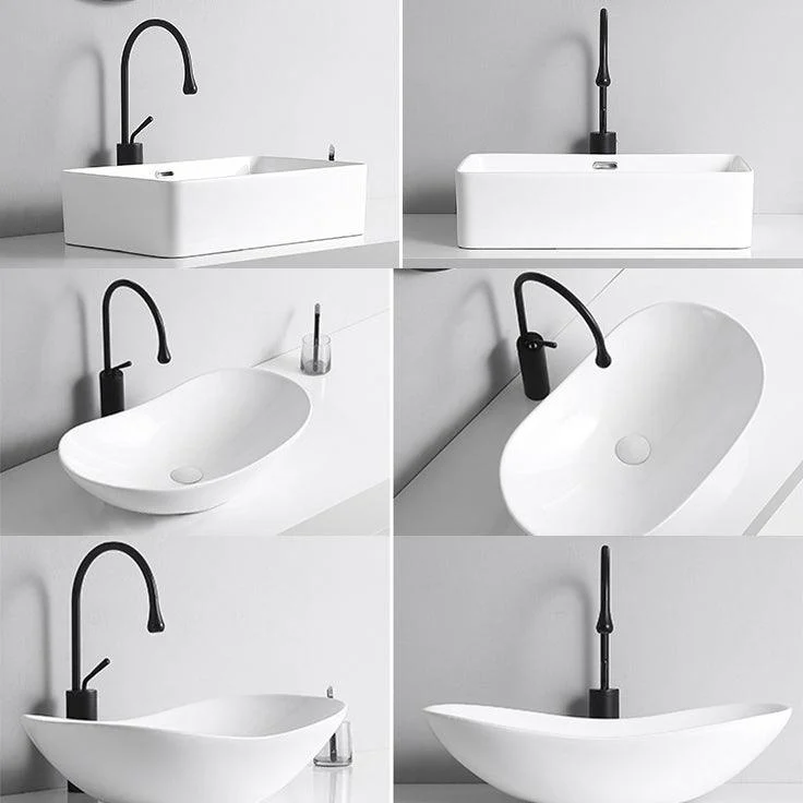 Modern Vessel Lavatory Sink Porcelain Rectangular Vessel Sink(Not Including Tap) -Bathlova