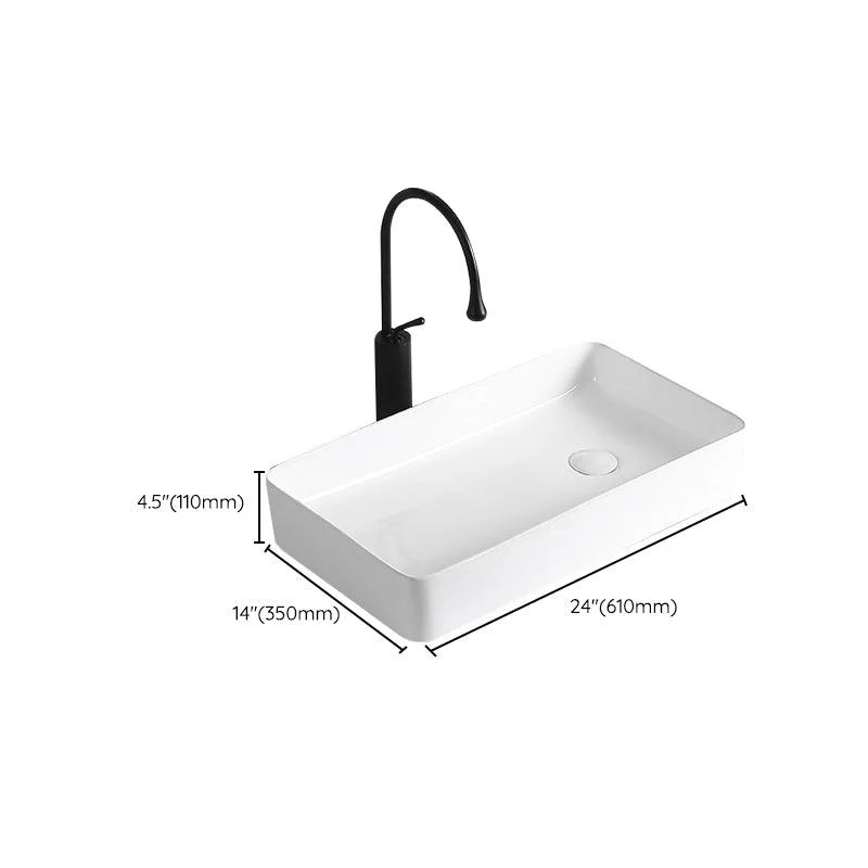 Modern Vessel Lavatory Sink Porcelain Rectangular Vessel Sink(Not Including Tap) -Bathlova