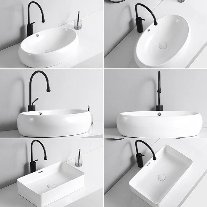 Modern Vessel Lavatory Sink Porcelain Rectangular Vessel Sink(Not Including Tap) -Bathlova