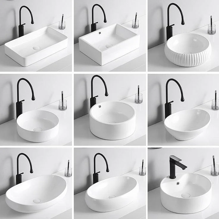 Modern Vessel Lavatory Sink Porcelain Rectangular Vessel Sink(Not Including Tap) -Bathlova