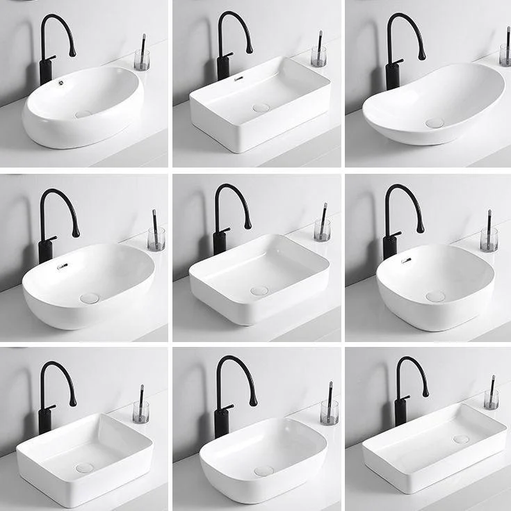 Modern Vessel Lavatory Sink Porcelain Rectangular Vessel Sink(Not Including Tap) -Bathlova