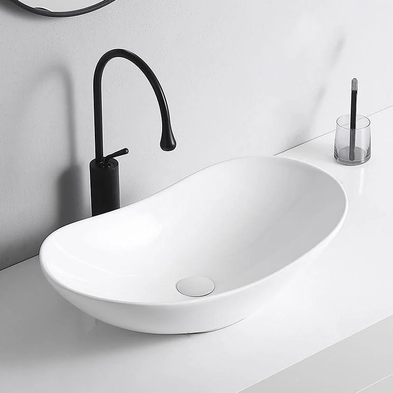 Modern Vessel Lavatory Sink Porcelain Rectangular Vessel Sink(Not Including Tap) -Bathlova