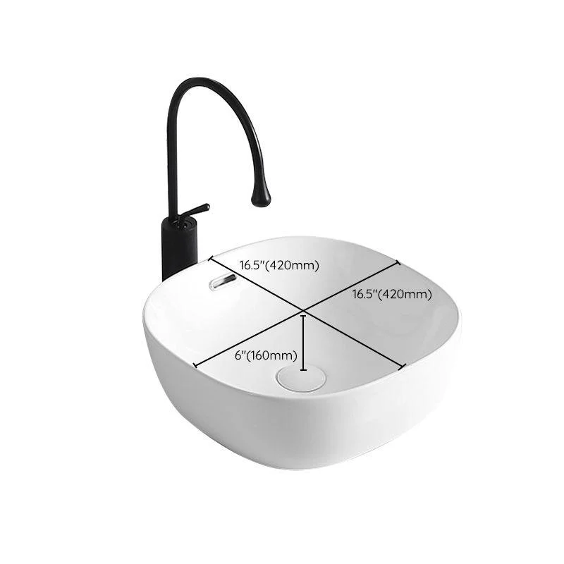 Modern Vessel Lavatory Sink Porcelain Rectangular Vessel Sink(Not Including Tap) -Bathlova