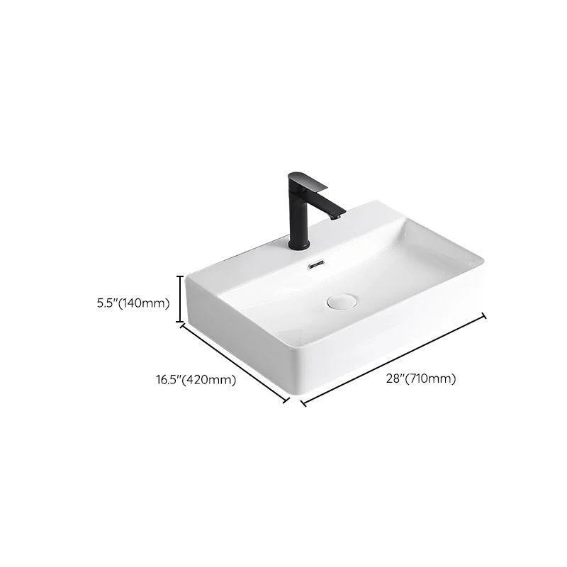 Modern Vessel Lavatory Sink Porcelain Rectangular Vessel Sink(Not Including Tap) -Bathlova