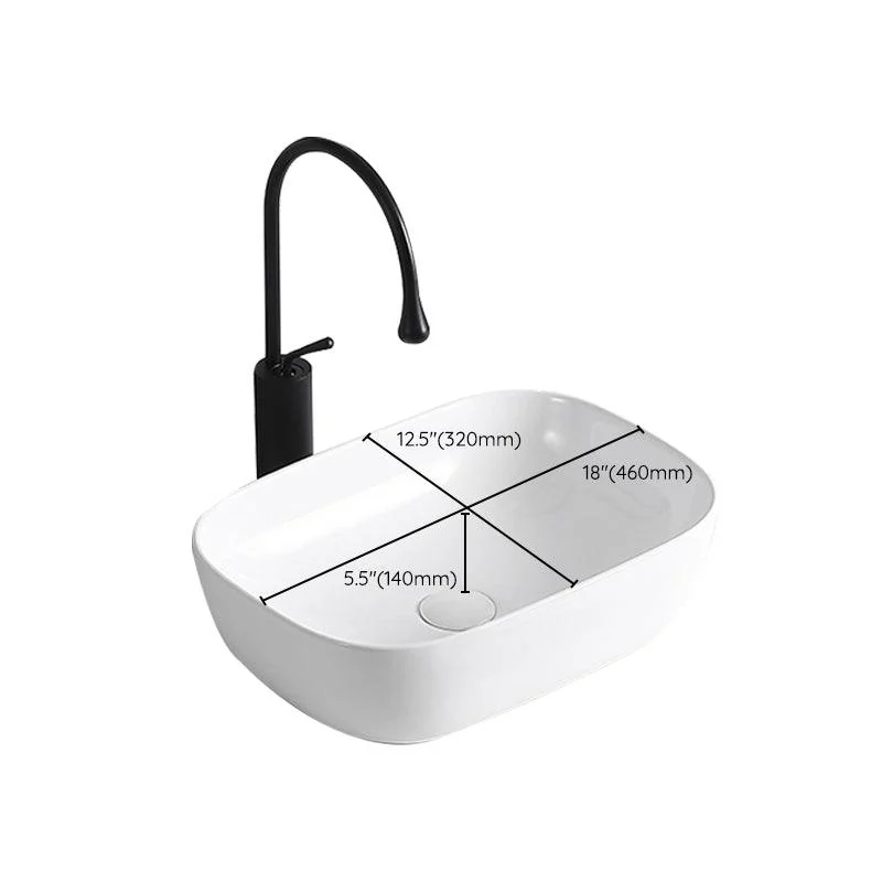 Modern Vessel Lavatory Sink Porcelain Rectangular Vessel Sink(Not Including Tap) -Bathlova