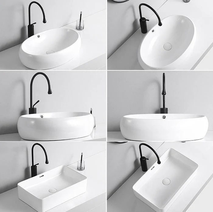 Modern Vessel Lavatory Sink Porcelain Rectangular Vessel Sink(Not Including Tap) -Bathlova