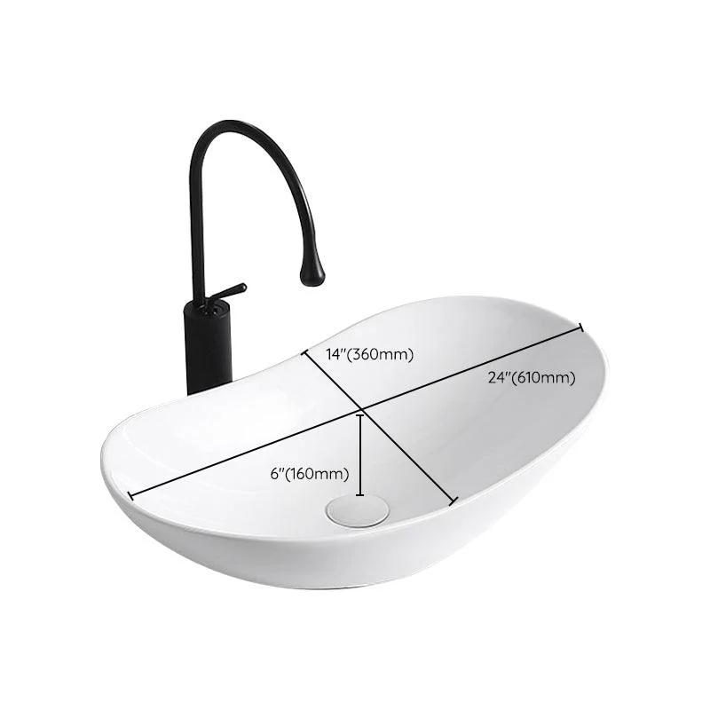 Modern Vessel Lavatory Sink Porcelain Rectangular Vessel Sink(Not Including Tap) -Bathlova