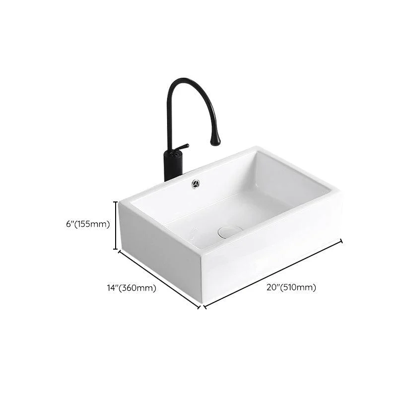 Modern Vessel Lavatory Sink Porcelain Rectangular Vessel Sink(Not Including Tap) -Bathlova