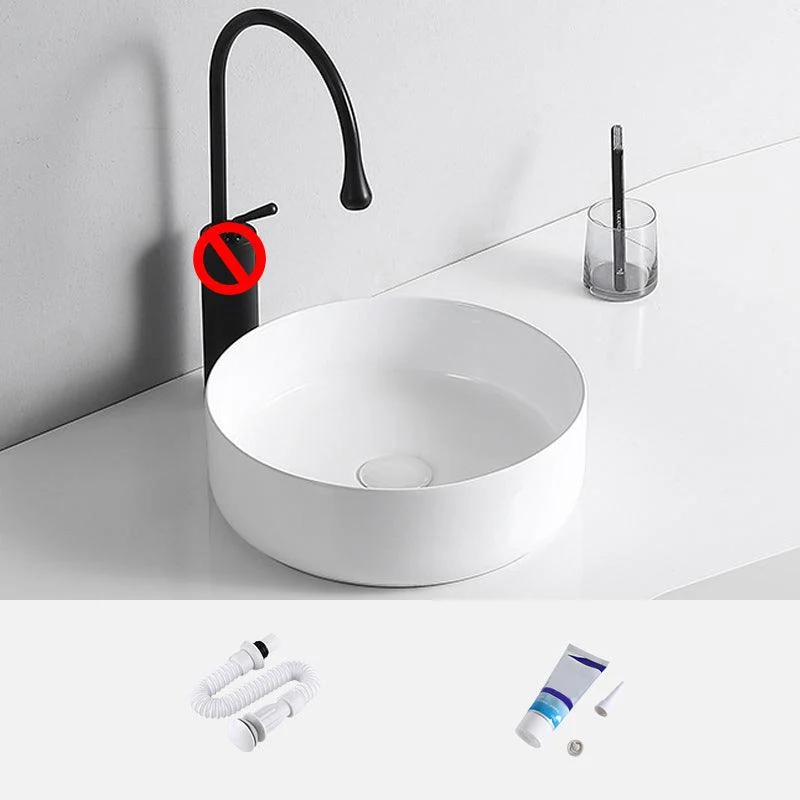 Modern Vessel Lavatory Sink Porcelain Rectangular Vessel Sink(Not Including Tap) -Bathlova