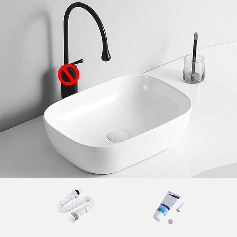 Modern Vessel Lavatory Sink Porcelain Rectangular Vessel Sink(Not Including Tap) -Bathlova