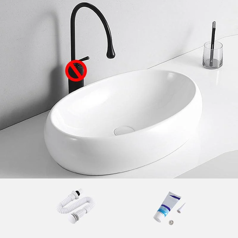 Modern Vessel Lavatory Sink Porcelain Rectangular Vessel Sink(Not Including Tap) -Bathlova