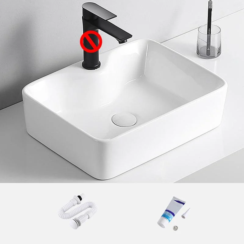 Modern Vessel Lavatory Sink Porcelain Rectangular Vessel Sink(Not Including Tap) -Bathlova