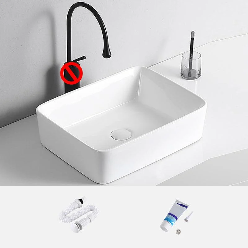 Modern Vessel Lavatory Sink Porcelain Rectangular Vessel Sink(Not Including Tap) -Bathlova