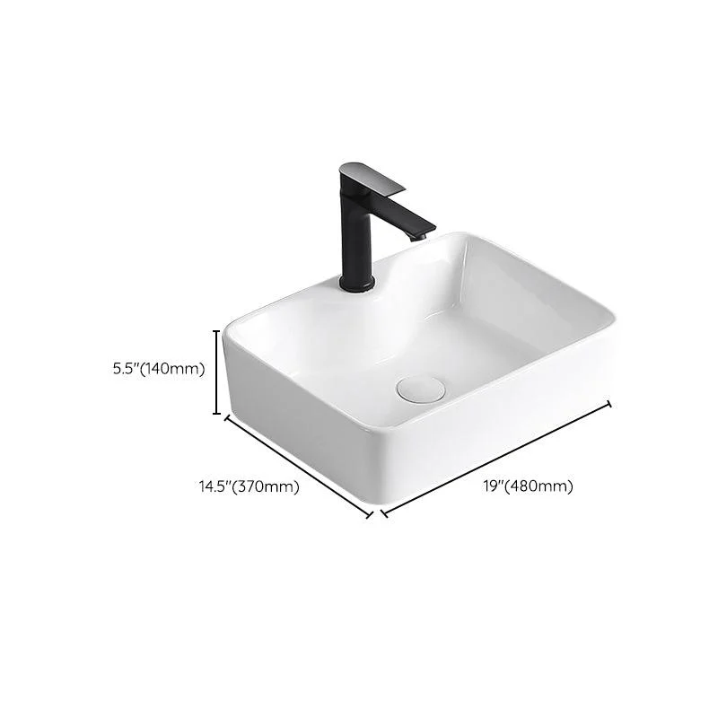 Modern Vessel Lavatory Sink Porcelain Rectangular Vessel Sink(Not Including Tap) -Bathlova