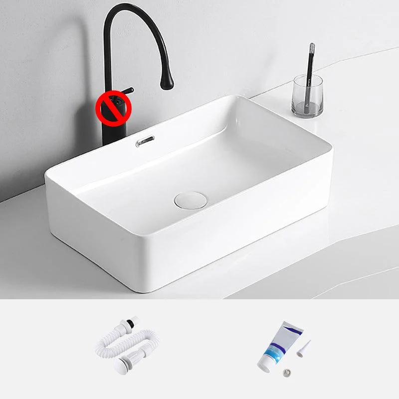 Modern Vessel Lavatory Sink Porcelain Rectangular Vessel Sink(Not Including Tap) -Bathlova