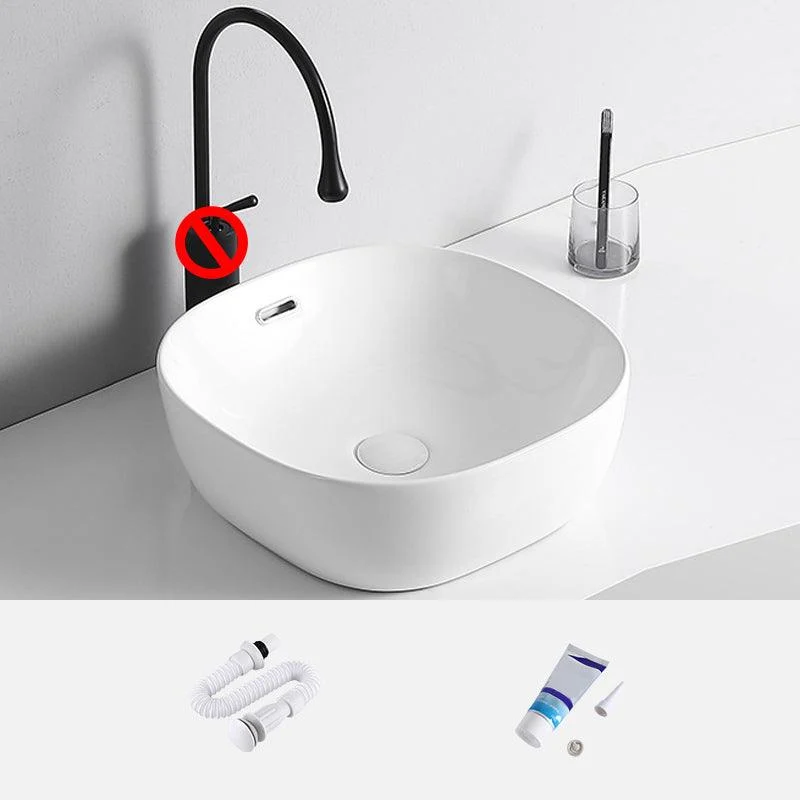 Modern Vessel Lavatory Sink Porcelain Rectangular Vessel Sink(Not Including Tap) -Bathlova