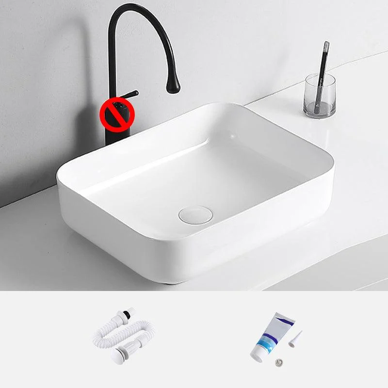 Modern Vessel Lavatory Sink Porcelain Rectangular Vessel Sink(Not Including Tap) -Bathlova